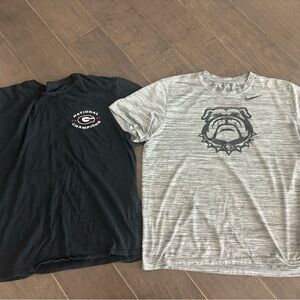 Nike Men’s Gray Georgia Bulldog Graphic Tee with Black Champion Logo Tee